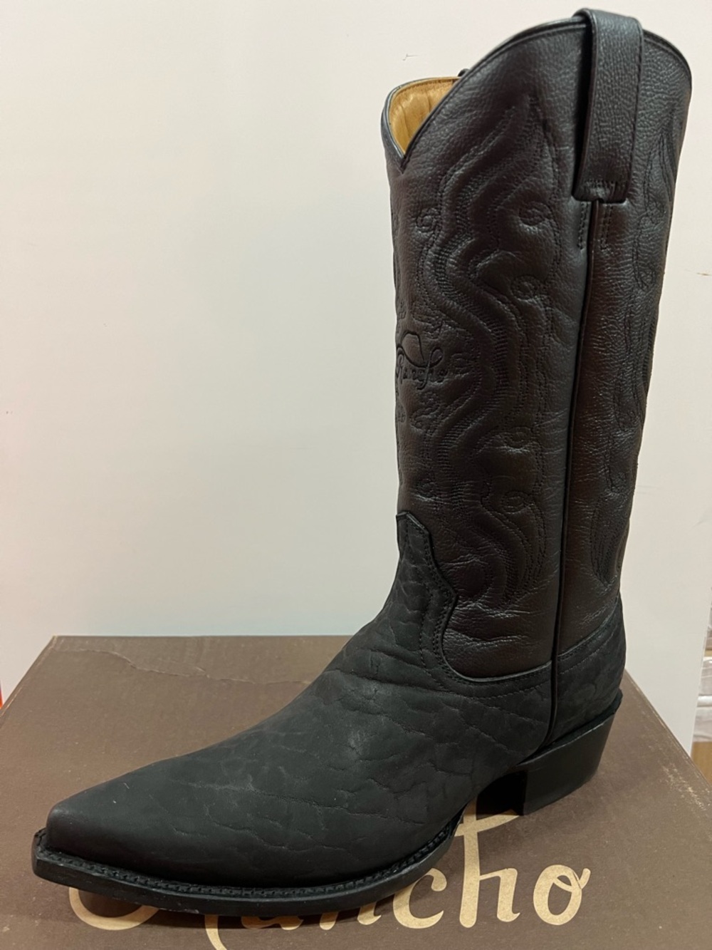 NEW Rancho Boots- Western Men’s Cowboy black Torobuck Leather Snip Toe